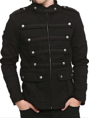 Darkrock Gothic Military Band Black Punk Rock Jacket